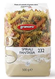 GRANORO PASTA #232 TRI-COLOR FUSILLI (SPIRALI FANTASIA) 24/500G *** SAME GRA132 ***