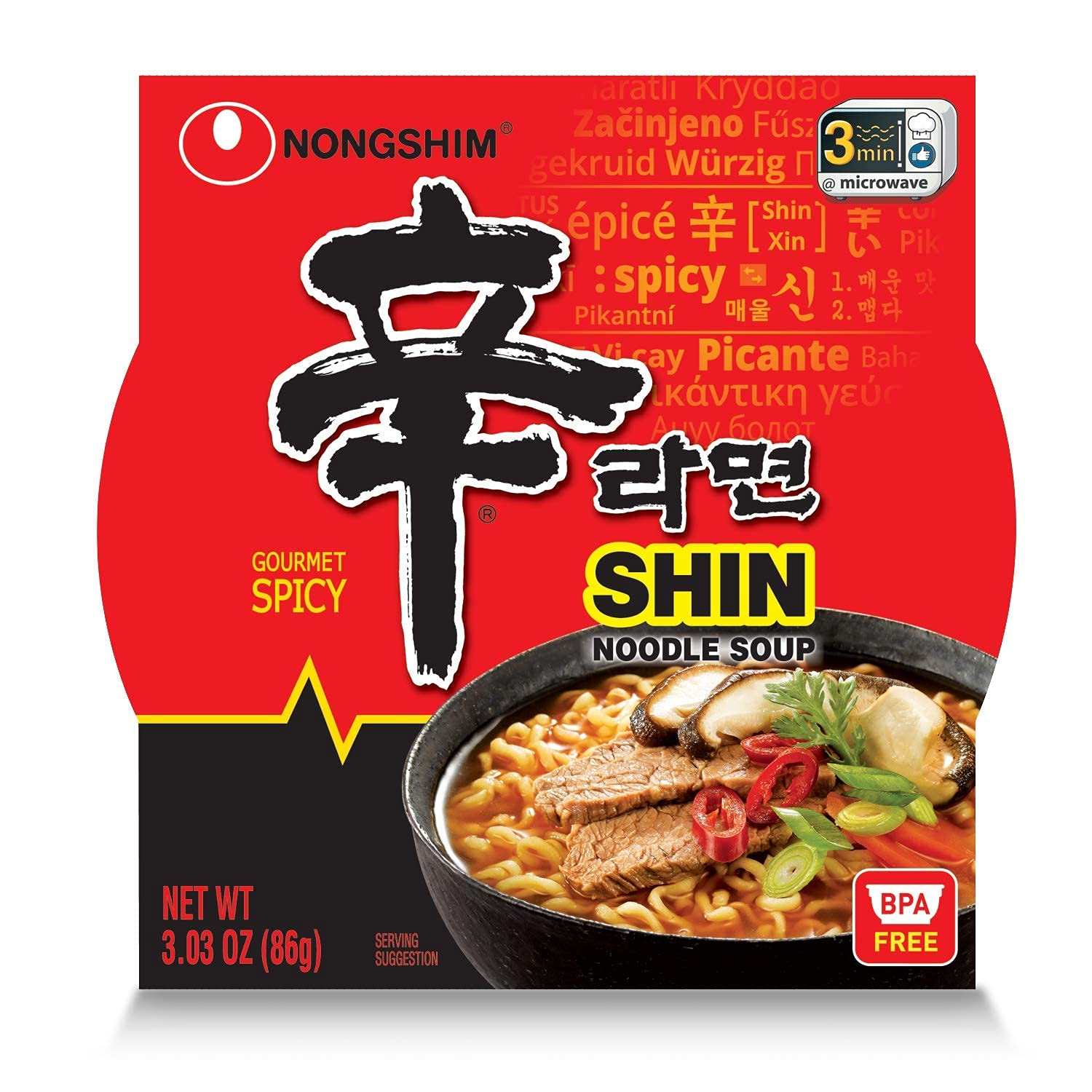 NONGSHIM  BOWL NOODLE  12 PACK / 3OZ