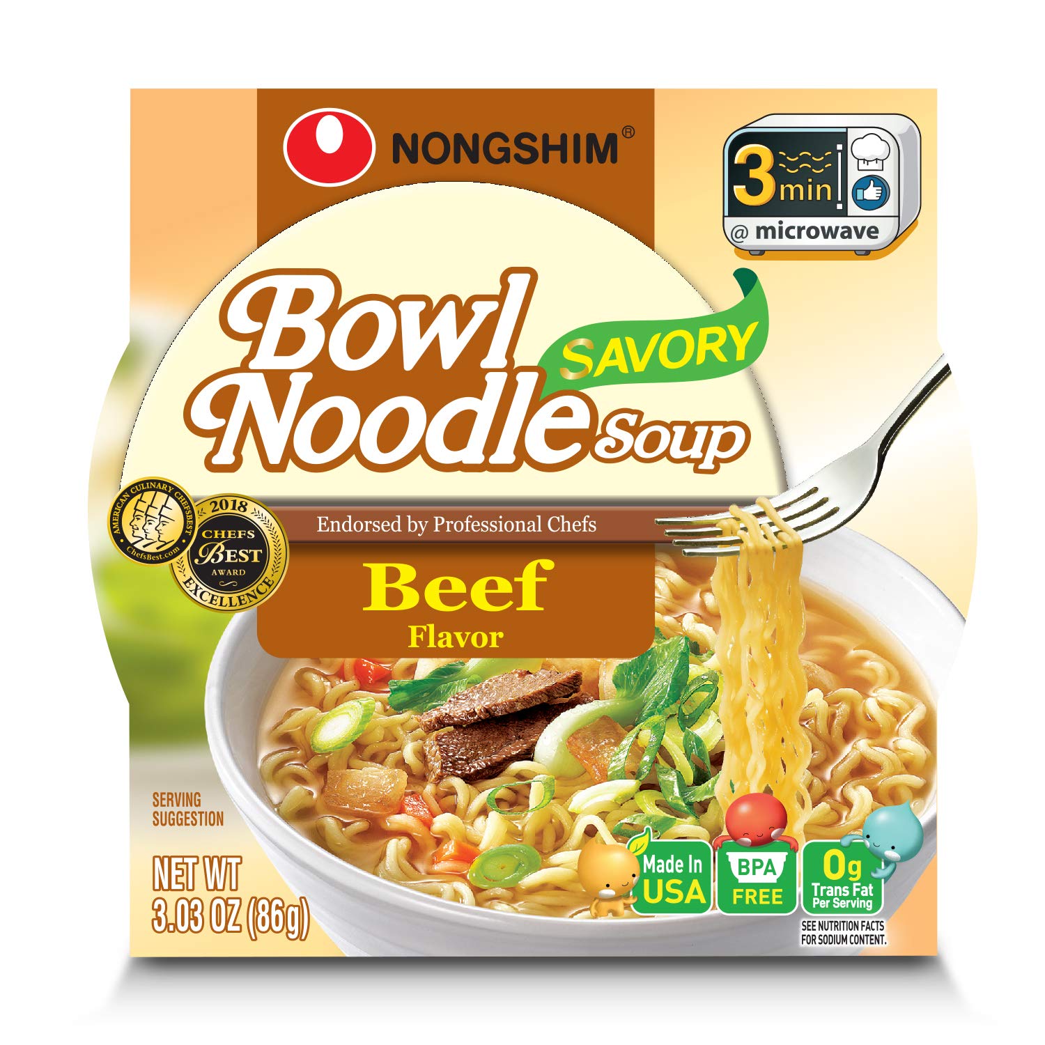 NONGSHIM  BOWL NOODLE  12 PACK / 3OZ